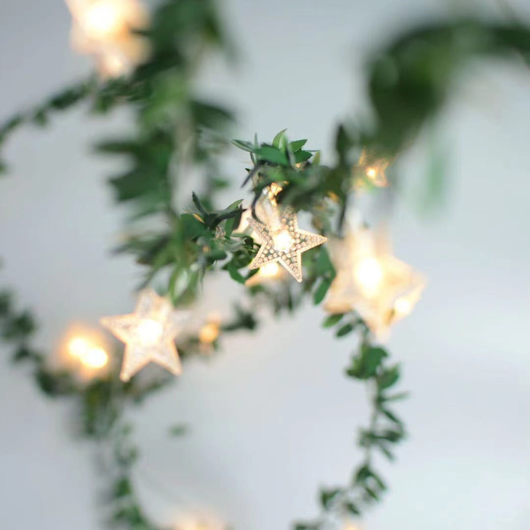Led Rattan Lighting Chain Rose Leaf Copper Wire Diy Garland