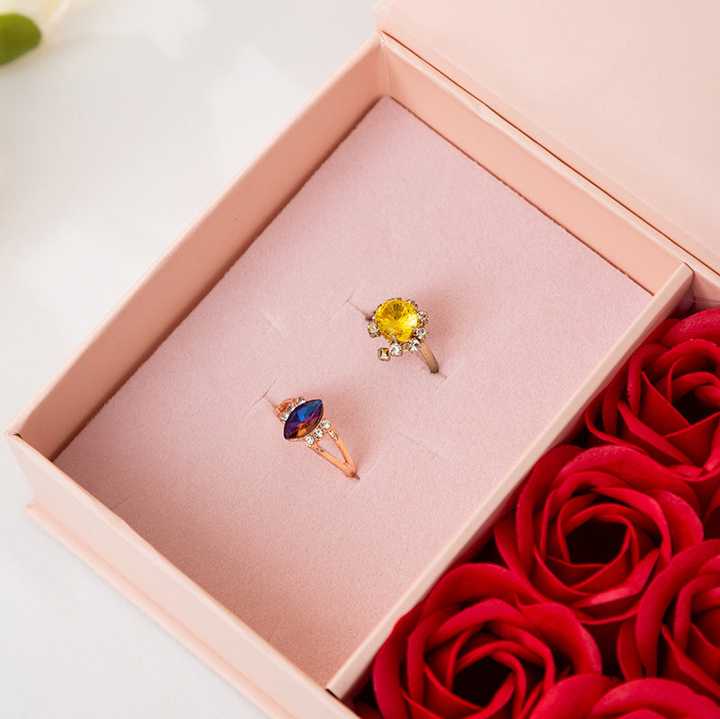 Boite à bijoux Roses d'amour, collier, Bague, Boucles d'oreilles